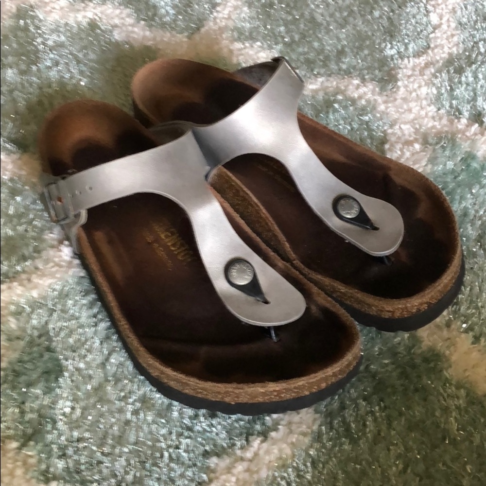 Size 39 Silver Birkenstock Sandals